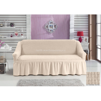 Чохол на тримісний диван зі спідницею Жакардовий Слонова кістка