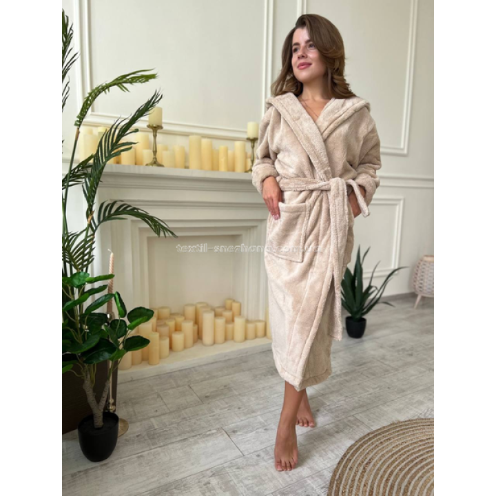 Жіночий Халат Банний Довгий Ніжно-бежевий
