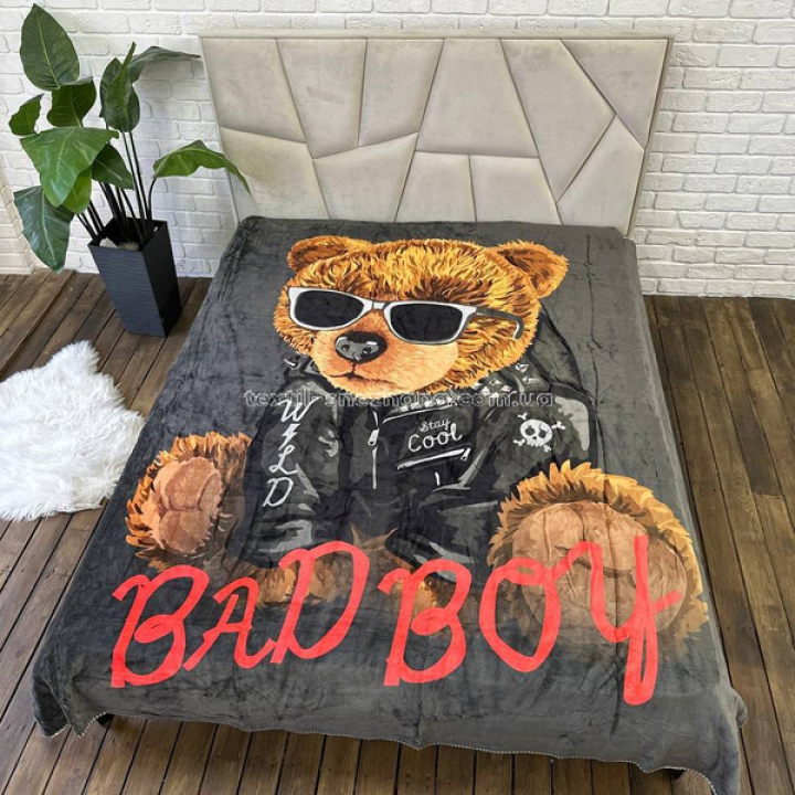 Покривало Плед Велюрове Двухстороннє з 3D малюнком Bad boy