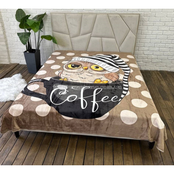 Покривало Плед Велюрове Двухстороннє з 3D малюнком Coffee