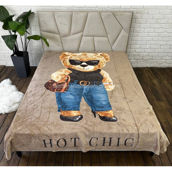 Покривало Плед Велюрове Двухстороннє з 3D малюнком HOT CHIC