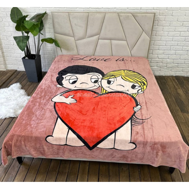 Покривало Плед Велюрове Двухстороннє з 3D малюнком Love is ...
