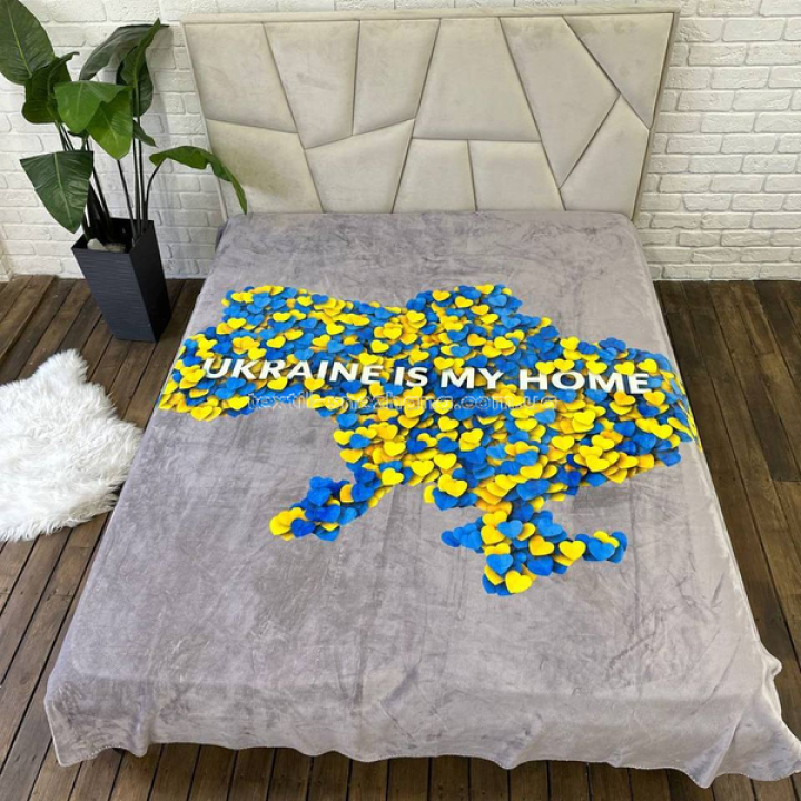 Покривало Плед Велюрове Двухстороннє з 3D малюнком Ukraine is my home