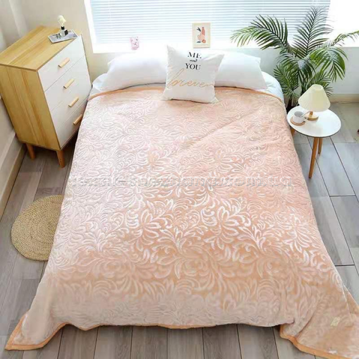 Велюрове покривало з візерунком Персиковий купити | Textil-Snezhana 