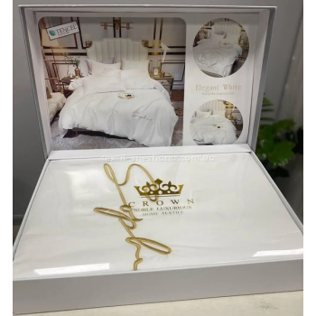 Постільна білизна Евро Crown Tencel в коробці Біла