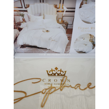 Постільна білизна Евро Crown Tencel в коробці Біла