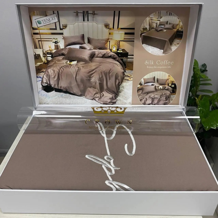 Постільна білизна Евро Crown Tencel в коробці Капучіно