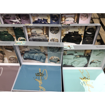 Постільна білизна Евро Crown Tencel в коробці Салатово-сіра