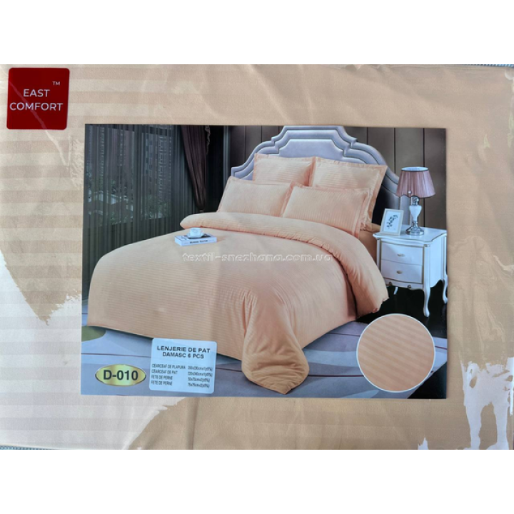 Постільна білизна Евро Сатин Страйп East Comfort Бежева