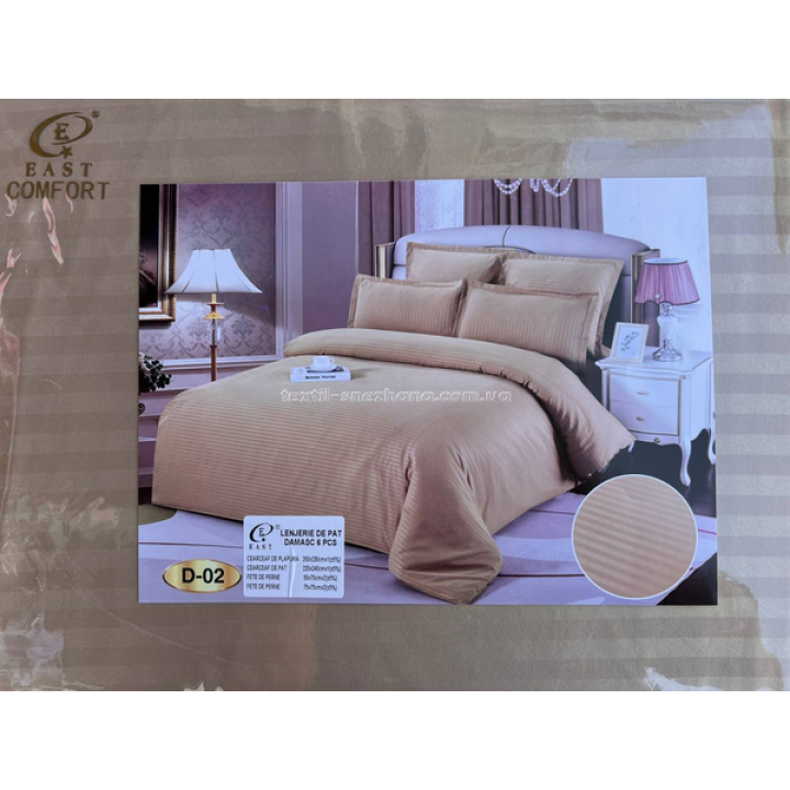 Постільна білизна Евро Сатин Страйп East Comfort Капучіно