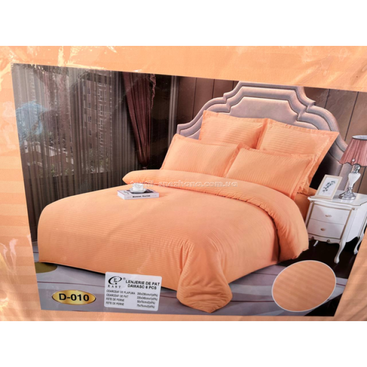 Постільна білизна Евро Сатин Страйп East Comfort Персикова