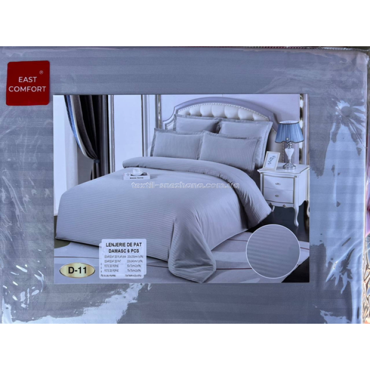 Постільна білизна Евро Сатин Страйп East Comfort Сіра