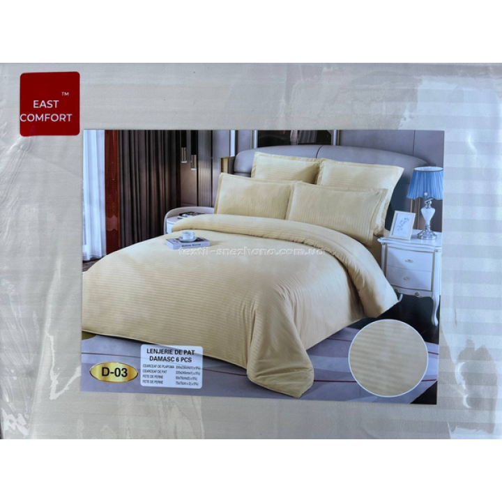 Постільна білизна Евро Сатин Страйп East Comfort Слонова кістка