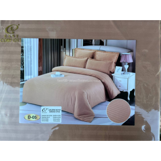 Постільна білизна Евро Сатин Страйп East Comfort Темно-Бежева