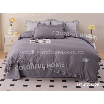 Постільна білизна Евро Colorful home з рюшами в коробці Графіт