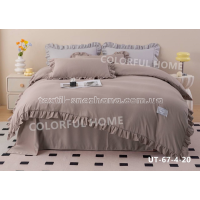 Постільна білизна Евро Colorful home з рюшами в коробці Капучіно