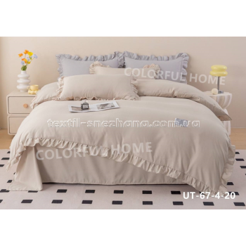 Постільна білизна Евро Colorful home з рюшами в коробці Молочна