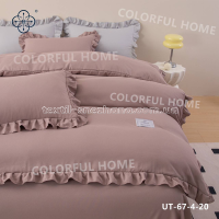 Постільна білизна Евро Colorful home з рюшами в коробці Пудрова