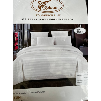 Постільна білизна Євро Сатин Страйп Koloco Біла