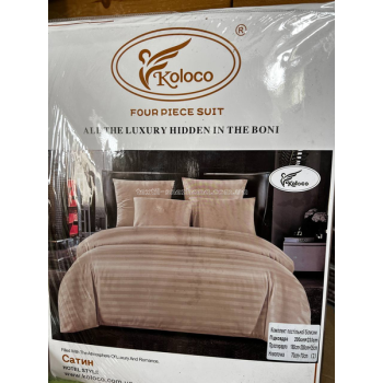 Постільна білизна Євро Сатин Страйп Koloco Капучінова