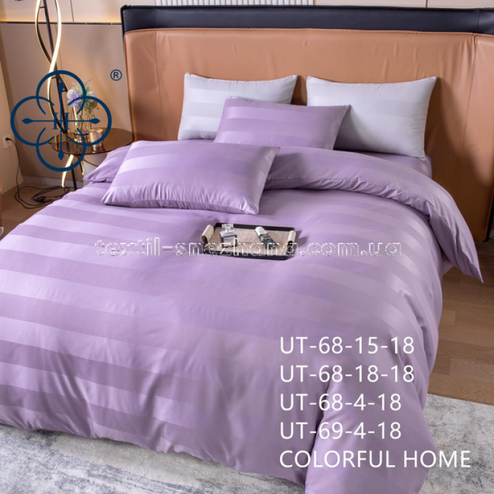 Постільна білизна Евро Сатин Страйп Colorful home Italy Фіолетова