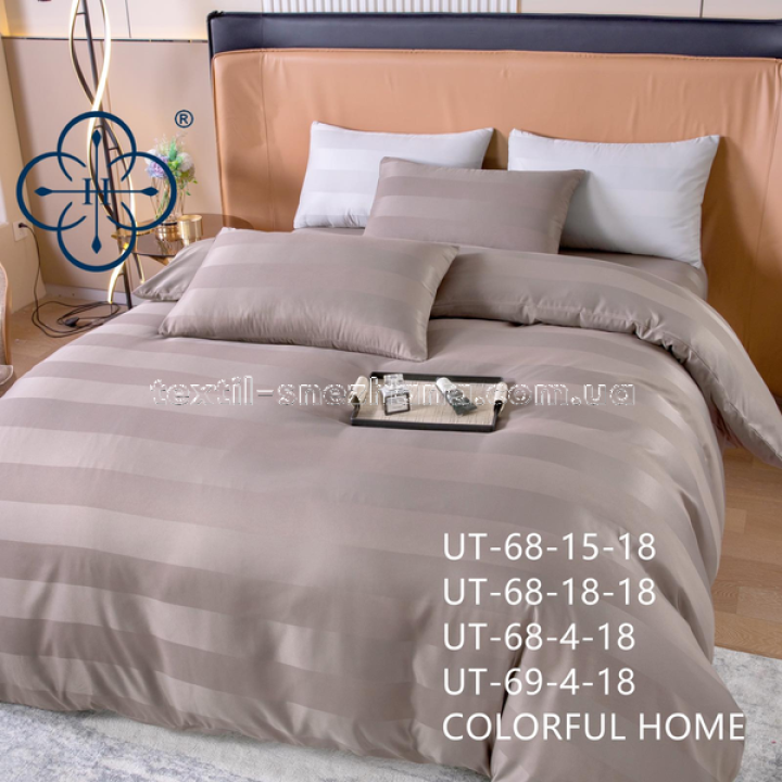 Постільна білизна Евро Сатин Страйп Colorful home Italy Какао