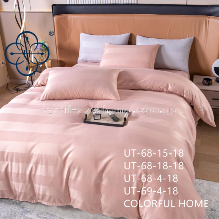 Постільна білизна Евро Сатин Страйп Colorful home Italy Персикова