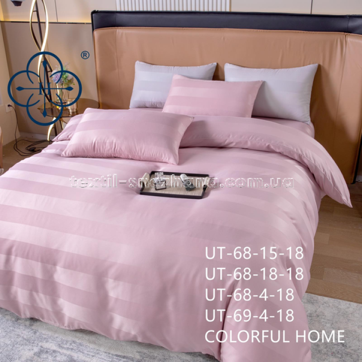 Постільна білизна Евро Сатин Страйп Colorful home Italy Рожева