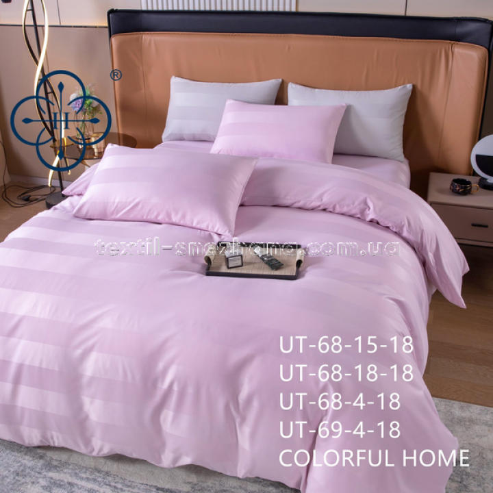 Постільна білизна Евро Сатин Страйп Colorful home Italy Світло-Фіолетова