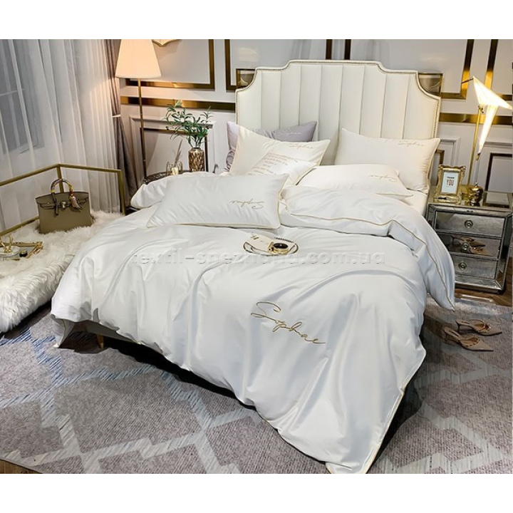 Постільна білизна Євро Бамбук однотонна Біла
