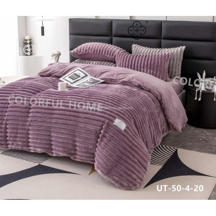 Постільна білизна Євро Велюр Шарпей Colorful home Фіолетова