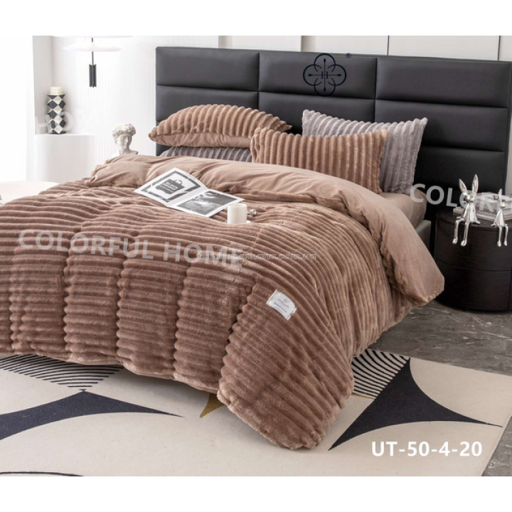 Постільна білизна Євро Велюр Шарпей Colorful home Коричневе