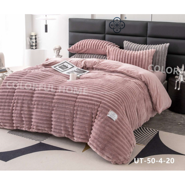 Постільна білизна Євро Велюр Шарпей Colorful home Рожева