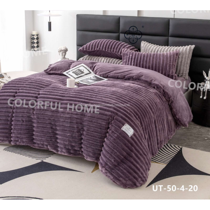 Постільна білизна Євро Велюр Шарпей Colorful home Темно-Фіолетова
